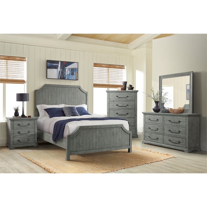 Bowery Hill Contemporary Dove Gray Solid Wood 5-Drawer Chest