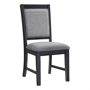 Bowery Hill Black and Grey Linen Dining Room Chair (Set of 2)