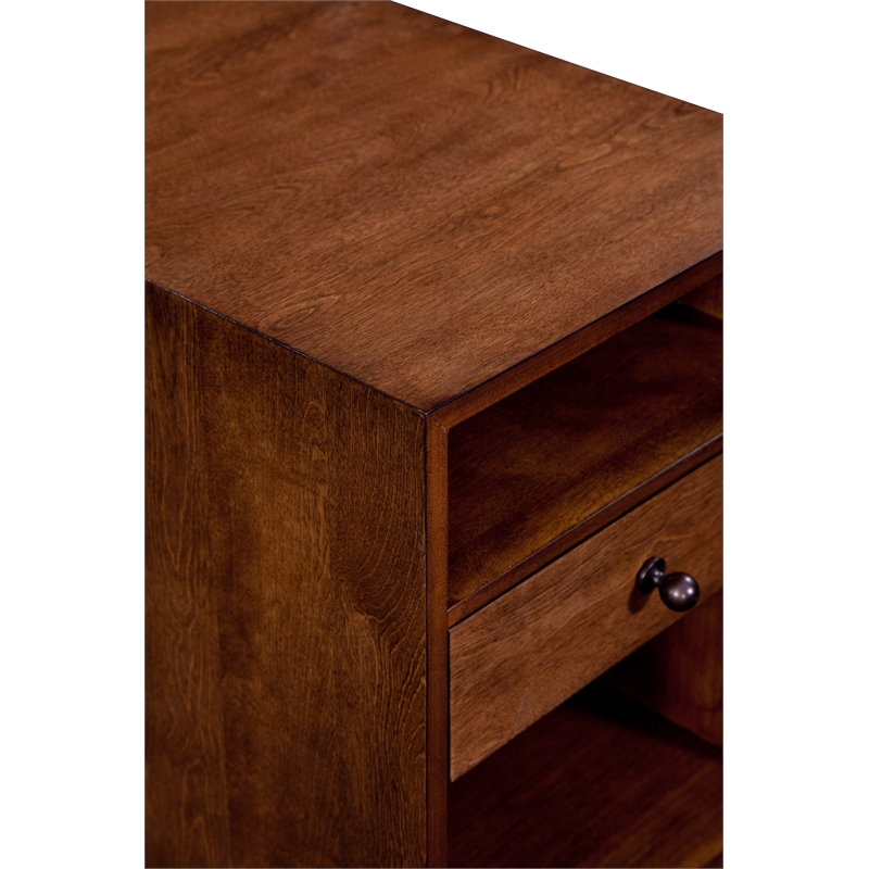 Bowery Hill Brown Mid-Century Modern Wood Chairside End Table with Power