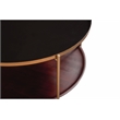 Bowery Hill Round Enameled Black Metal & Wood Tray Top Coffee Table with Storage
