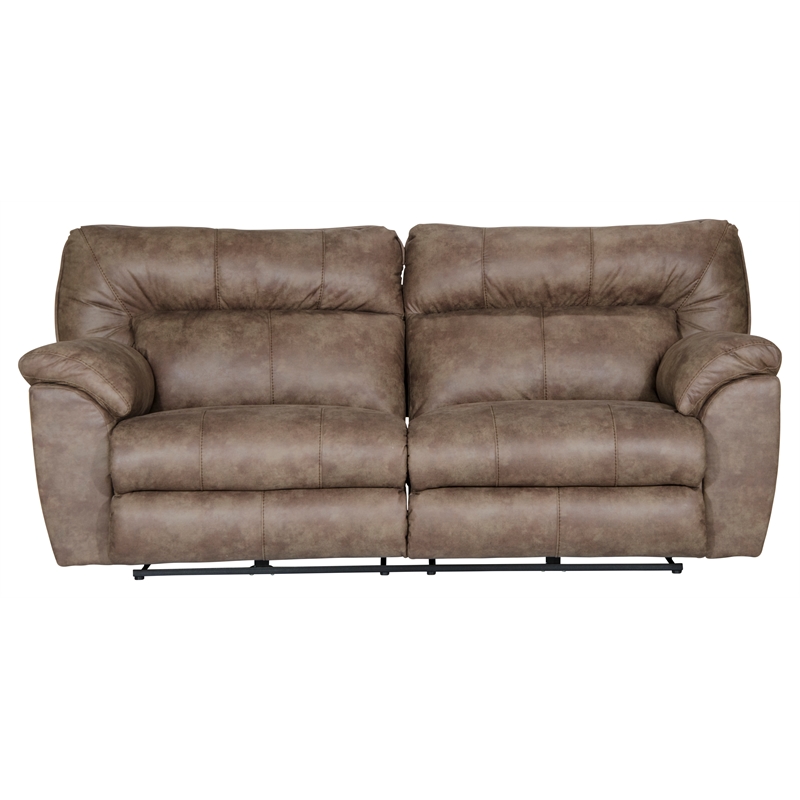 Bowery Hill Modern Power Reclining Sofa in Brown Polyester Fabric