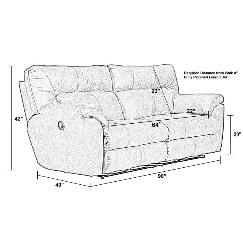 Bowery Hill Modern Power Reclining Sofa in Brown Polyester Fabric