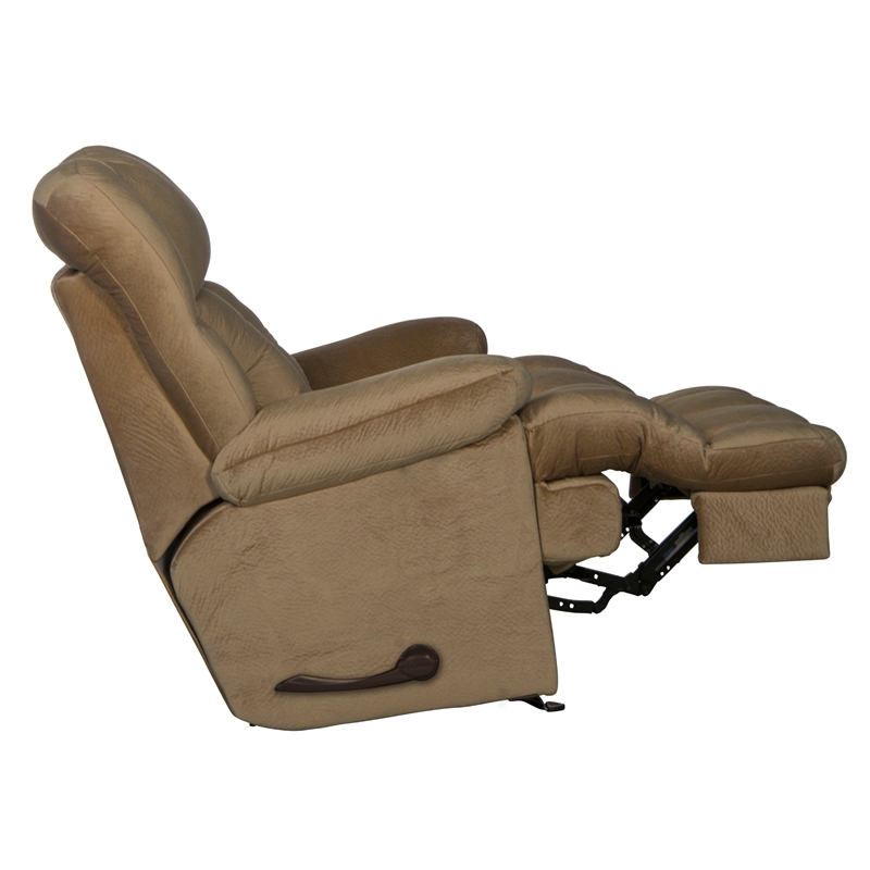 Bowery Hill Chaise Rocker Recliner in Brown Polyester Fabric