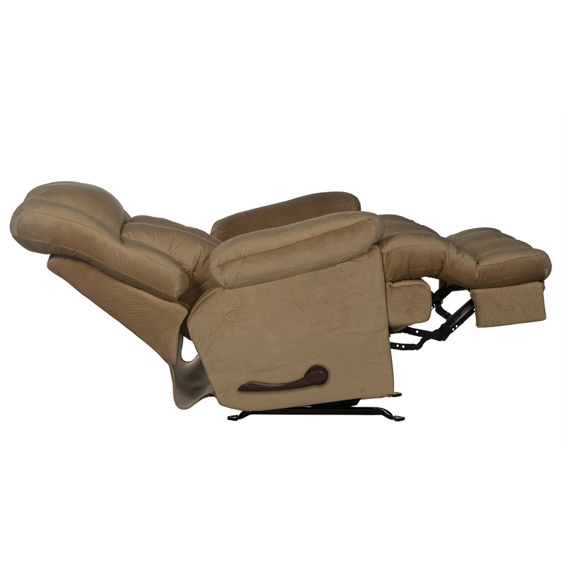 Bowery Hill Chaise Rocker Recliner in Brown Polyester Fabric