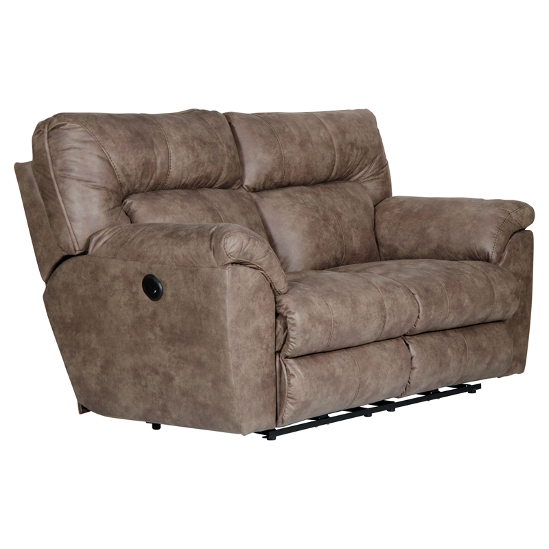 Bowery Hill Power Reclining Loveseat in Brown Polyester Fabric