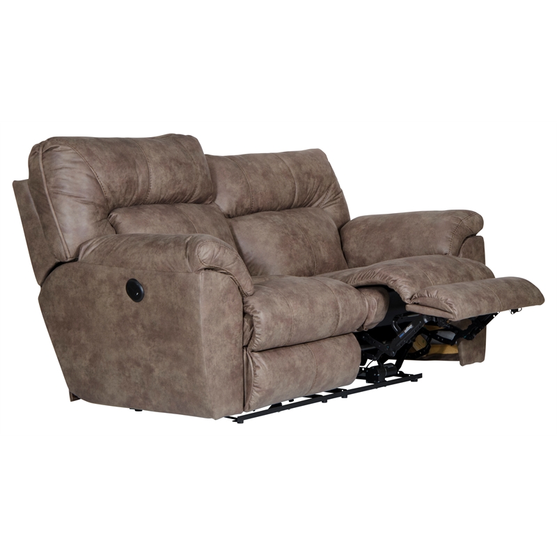 Bowery Hill Power Reclining Loveseat in Brown Polyester Fabric