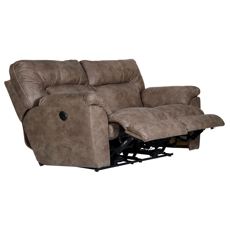 Bowery Hill Power Reclining Loveseat in Brown Polyester Fabric