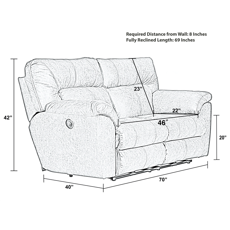 Bowery Hill Power Reclining Loveseat in Brown Polyester Fabric