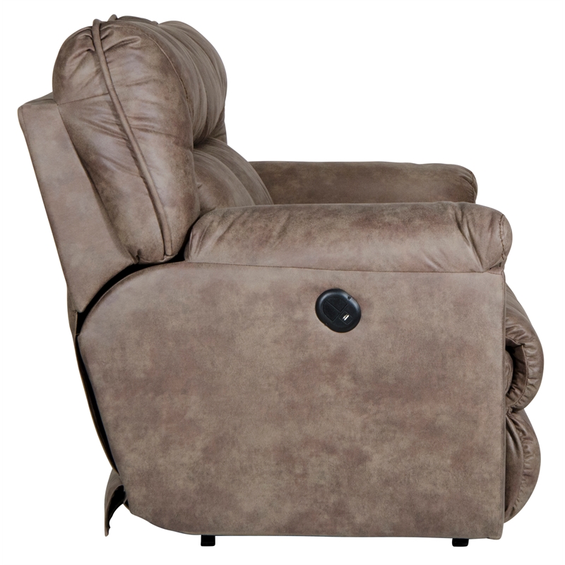 Bowery Hill Power Reclining Loveseat in Brown Polyester Fabric