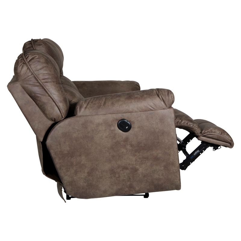 Bowery Hill Power Reclining Loveseat in Brown Polyester Fabric