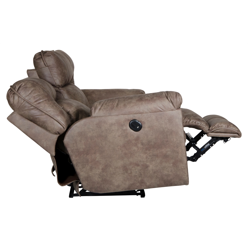 Bowery Hill Power Reclining Loveseat in Brown Polyester Fabric