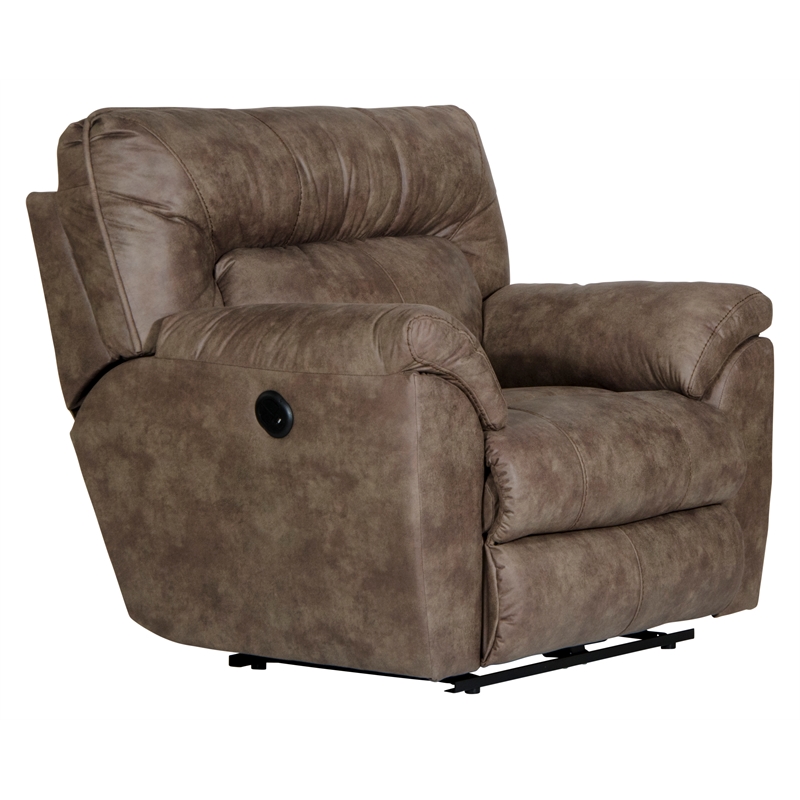 Bowery Hill Power Wall Hugger Recliner in Brown Polyester Fabric