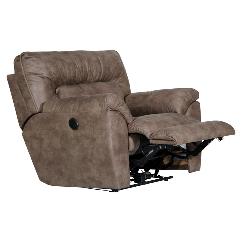 Bowery Hill Power Wall Hugger Recliner in Brown Polyester Fabric