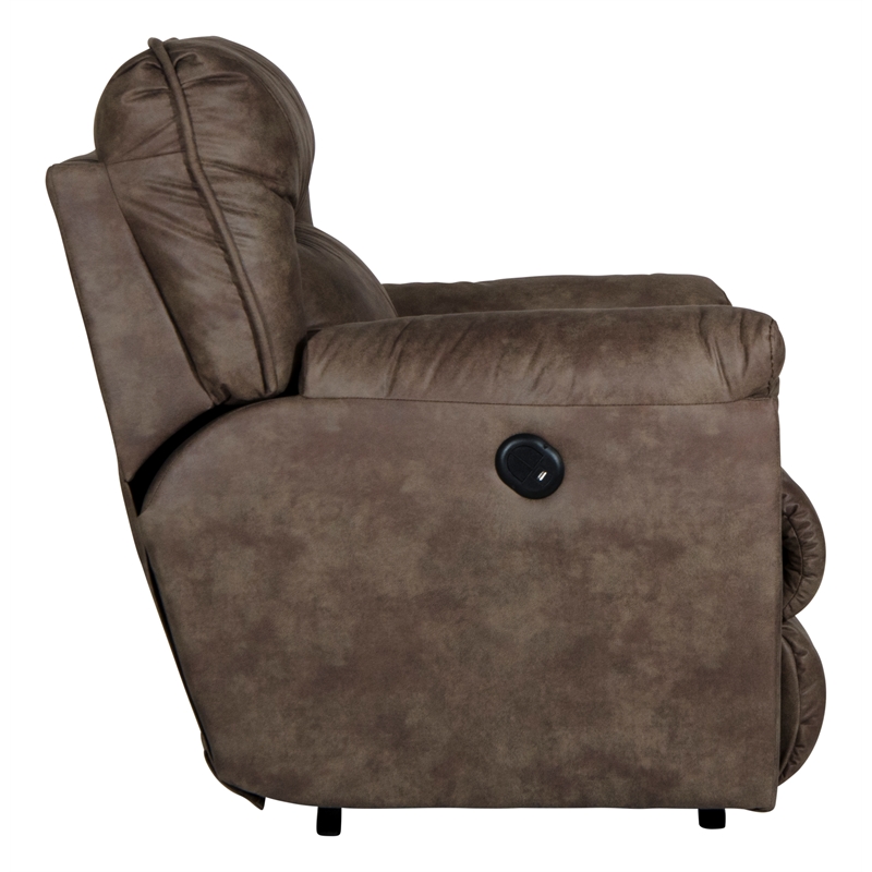 Bowery Hill Power Wall Hugger Recliner in Brown Polyester Fabric