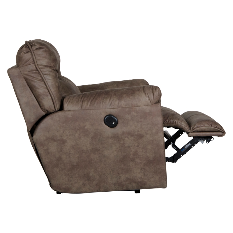 Bowery Hill Power Wall Hugger Recliner in Brown Polyester Fabric