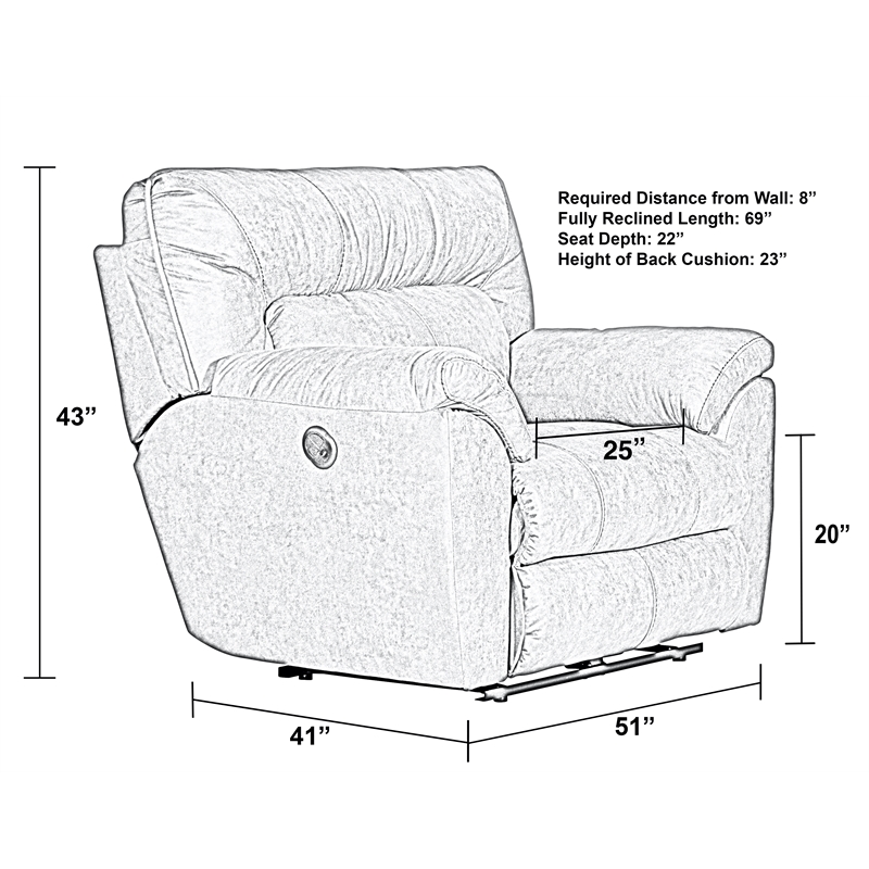 Bowery Hill Power Wall Hugger Recliner in Brown Polyester Fabric