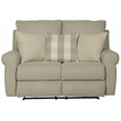 Bowery Hill Lay Flat Reclining Loveseat in Beige Polyester Fabric