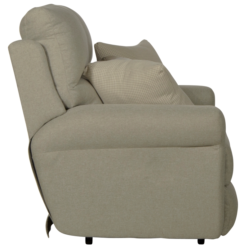 Bowery Hill Lay Flat Reclining Loveseat in Beige Polyester Fabric