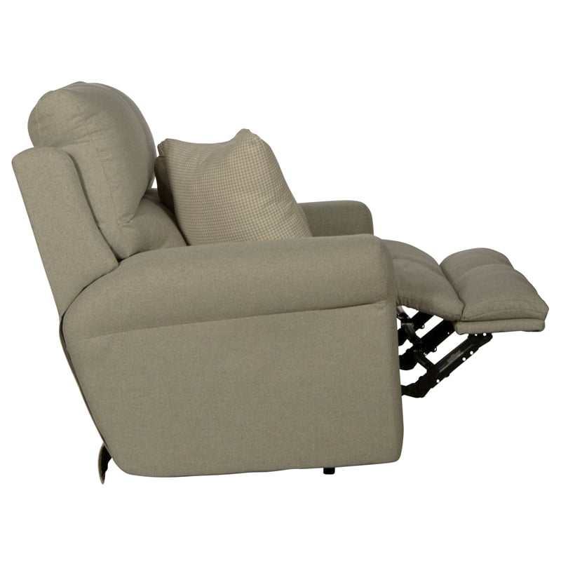 Bowery Hill Lay Flat Reclining Loveseat in Beige Polyester Fabric