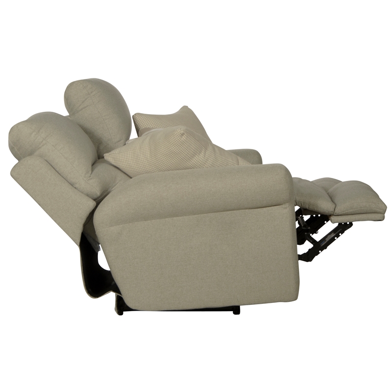 Bowery Hill Lay Flat Reclining Loveseat in Beige Polyester Fabric