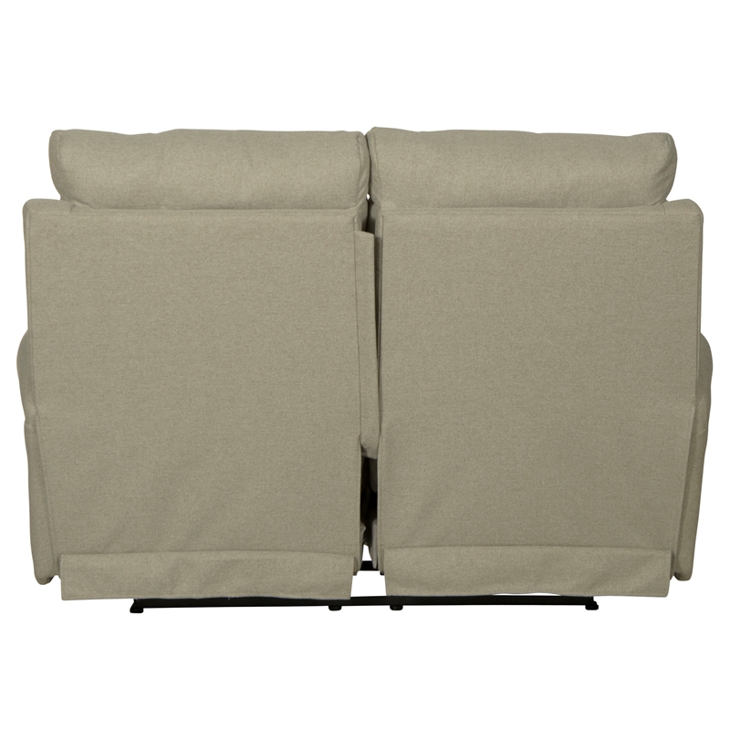 Bowery Hill Lay Flat Reclining Loveseat in Beige Polyester Fabric
