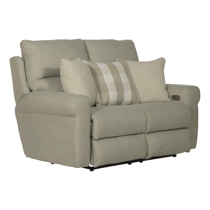 Bowery Hill Lay Flat Reclining Loveseat in Beige Polyester Fabric