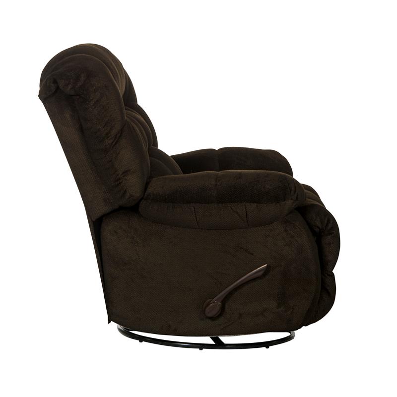 Bowery Hill Chaise Swivel Glider Recliner in Brown Polyester Fabric