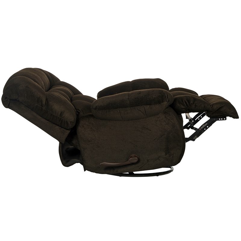 Bowery Hill Chaise Swivel Glider Recliner in Brown Polyester Fabric