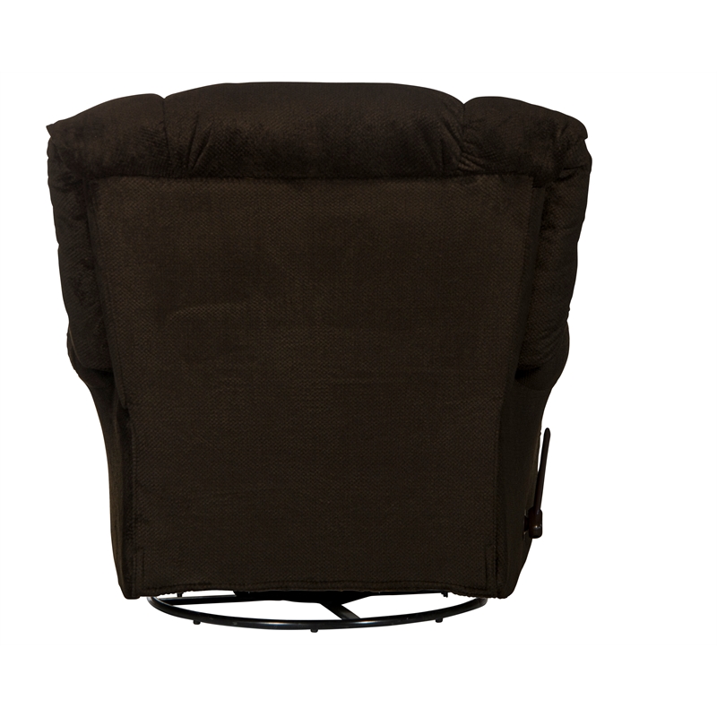 Bowery Hill Chaise Swivel Glider Recliner in Brown Polyester Fabric