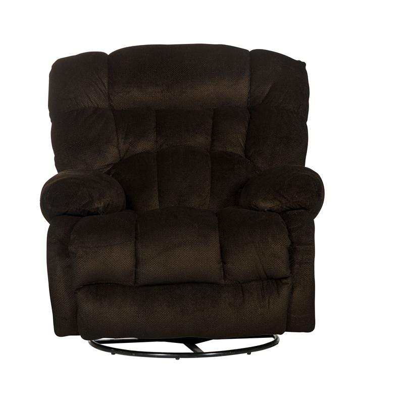 Bowery Hill Chaise Swivel Glider Recliner in Brown Polyester Fabric