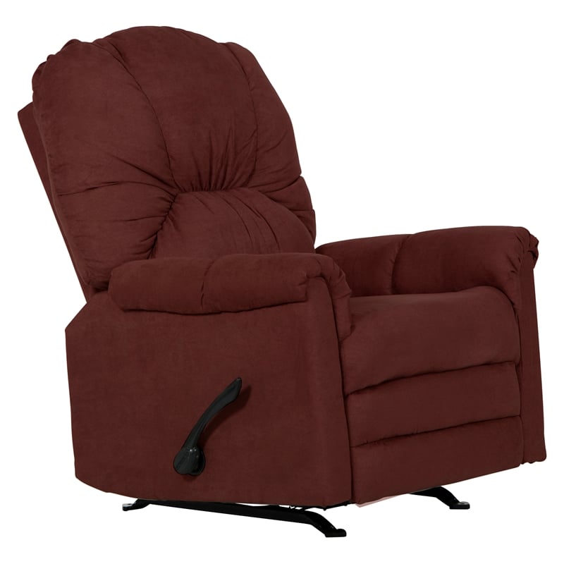 Bowery Hill Rocker Recliner in Sangria Red Polyester Microfiber Fabric