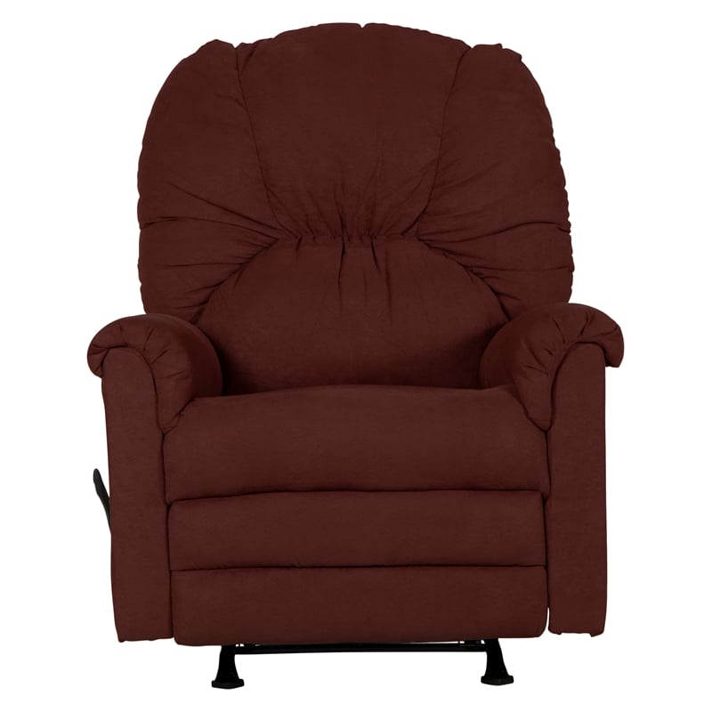 Bowery Hill Rocker Recliner in Sangria Red Polyester Microfiber Fabric