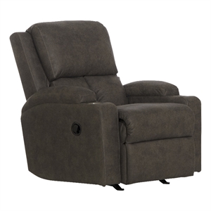 Bowery Hill Rocker Recliner with Two Cupholders in Gray Polyester Fabric
