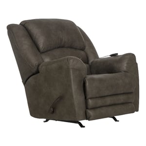 bowery hill rocker recliner with heat and massage in gray polyester fabric