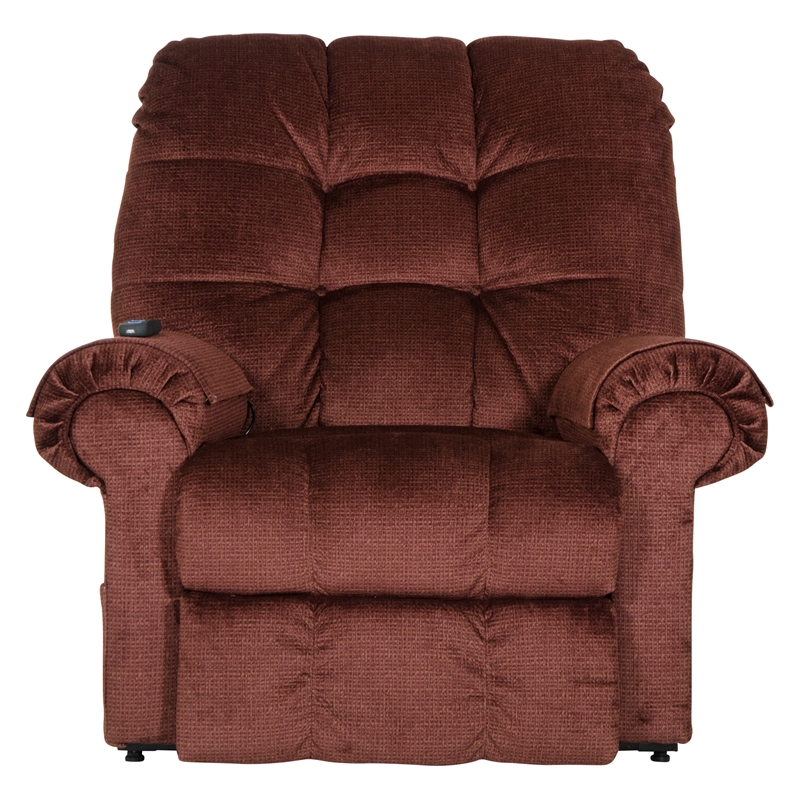 Bowery Hill Power Lift Assist Lay Flat Recliner in Merlot Polyester Fabric