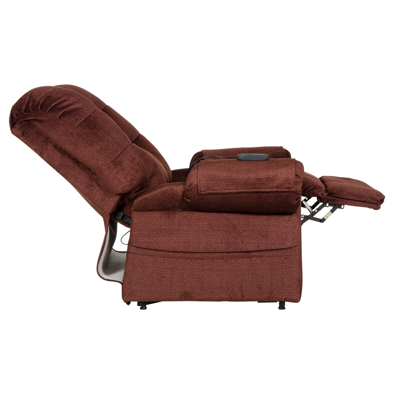 Bowery Hill Power Lift Assist Lay Flat Recliner in Merlot Polyester Fabric