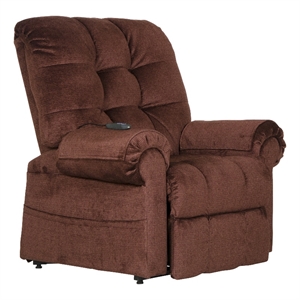 bowery hill power lift assist lay flat recliner in merlot polyester fabric