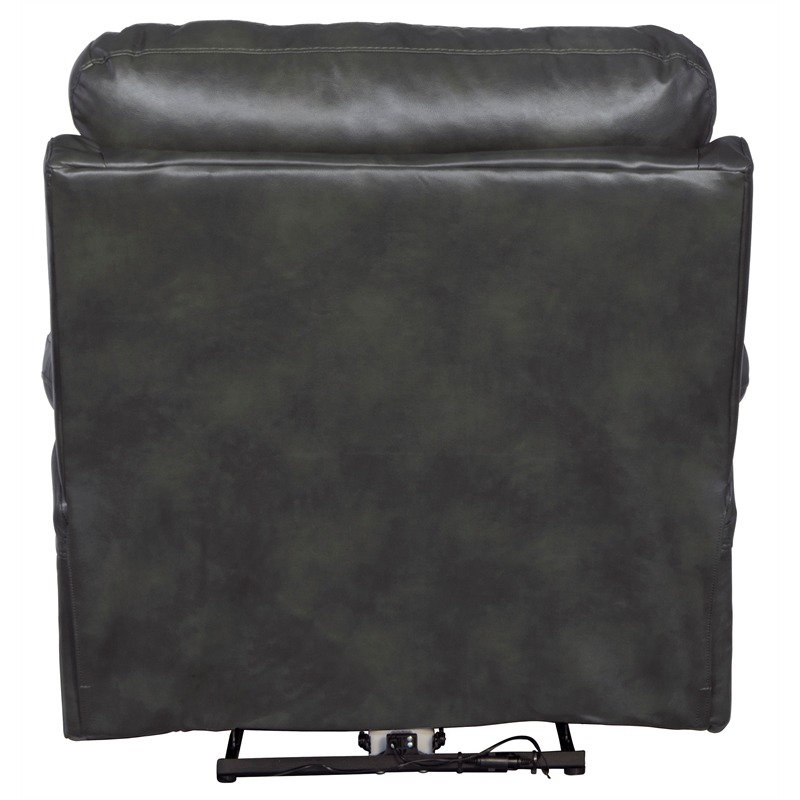 Bowery Hill Power Lay Flat Recliner with Power Headrest in Gray Faux Leather