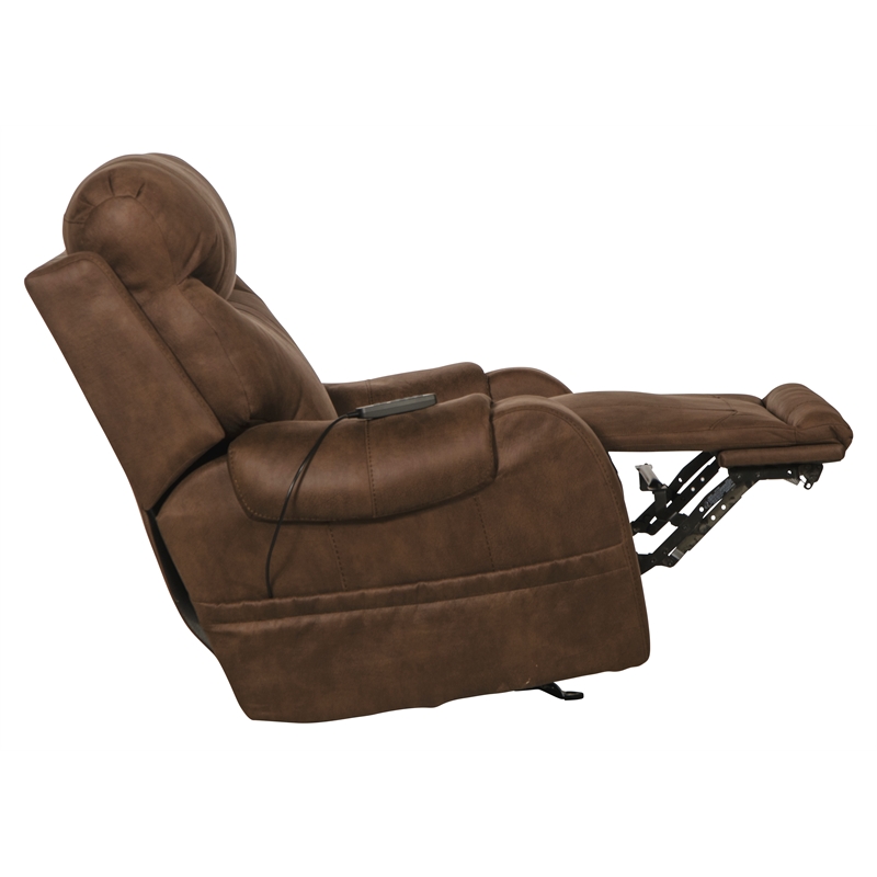 Bowery Hill Power Rocker Recliner with Heat & Massage in Brown Polyester Fabric