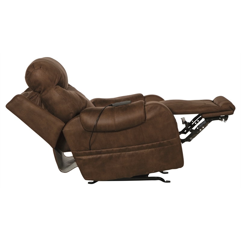 Bowery Hill Power Rocker Recliner with Heat & Massage in Brown Polyester Fabric