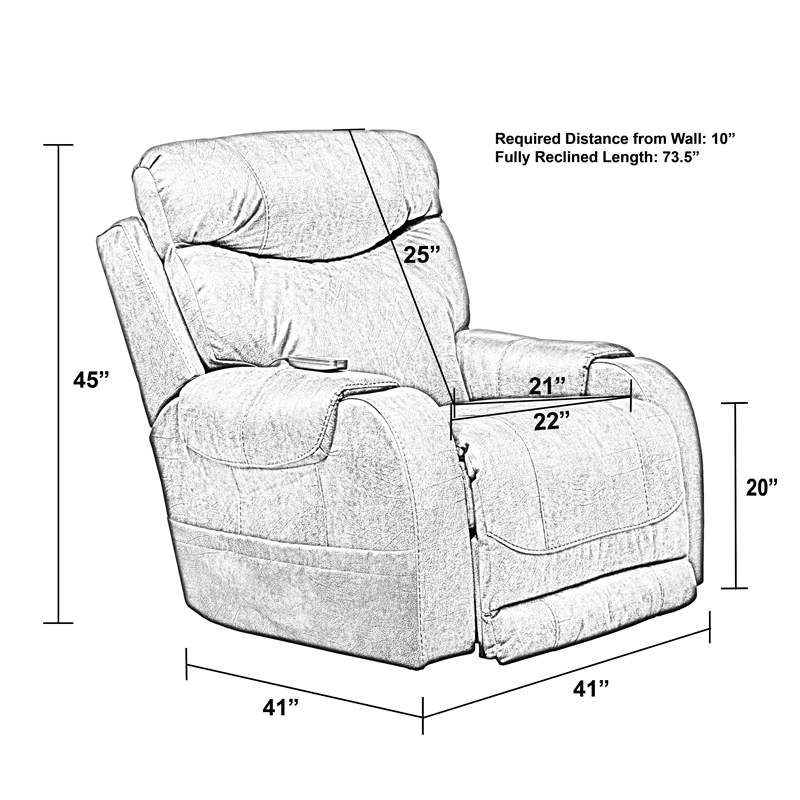 Bowery Hill Power Rocker Recliner with Heat & Massage in Brown Polyester Fabric
