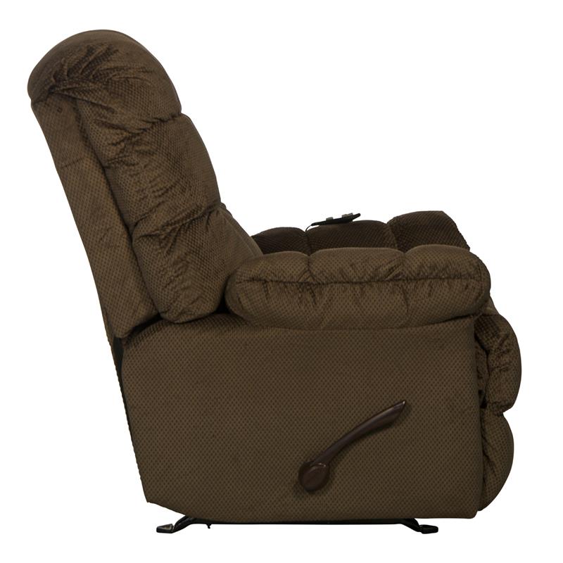 Bowery Hill Chaise Rocker Recliner with Heat & Massage in Brown Polyester Fabric