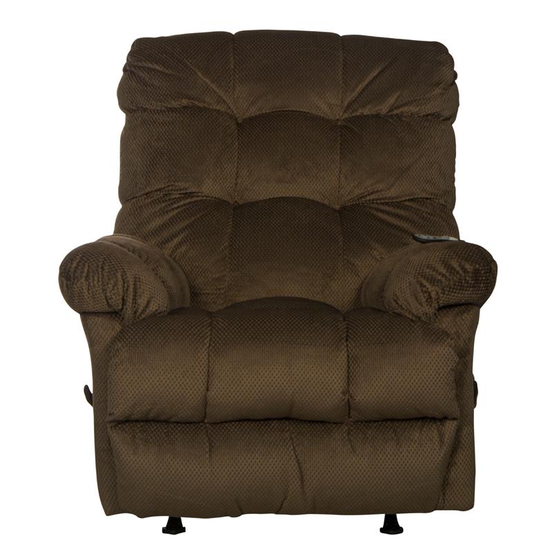 Bowery Hill Chaise Rocker Recliner with Heat & Massage in Brown Polyester Fabric