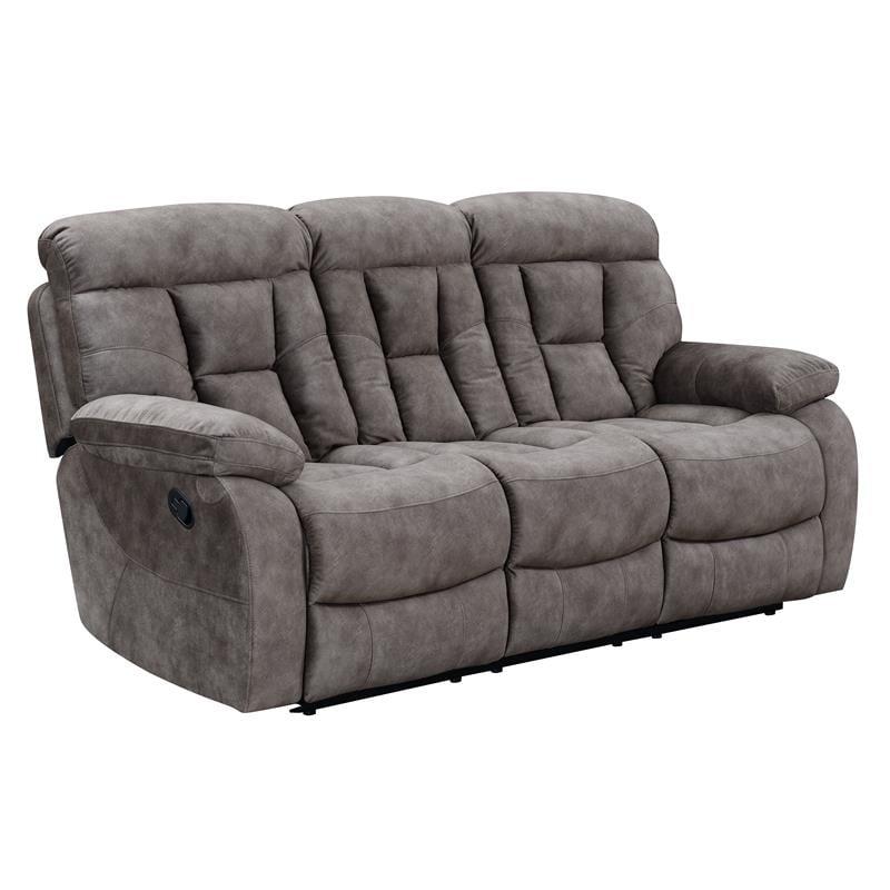 Bowery Hill Contemporary Recliner Sofa in Mushroom Gray Finish