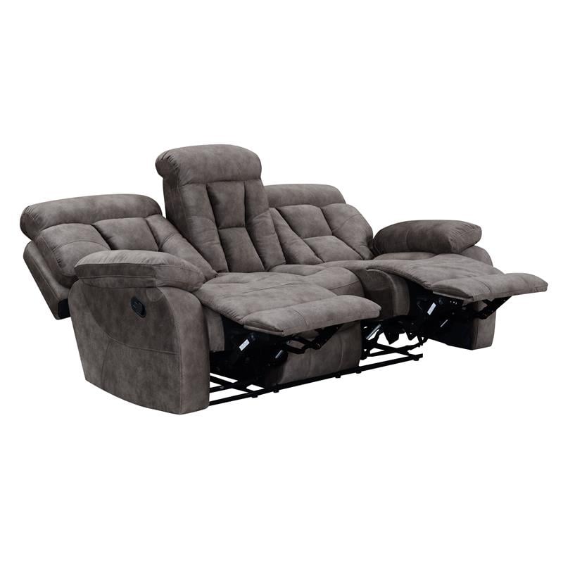 Bowery Hill Contemporary Recliner Sofa in Mushroom Gray Finish