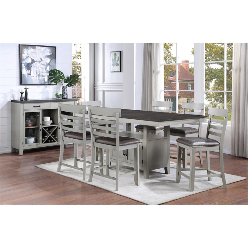 Bowery Hill Contemporaryy Wood Counter Chair in Stone Gray Finish