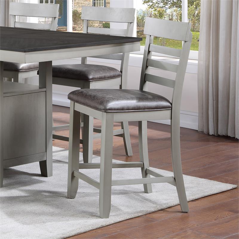 Bowery Hill Contemporaryy Wood Counter Chair in Stone Gray Finish