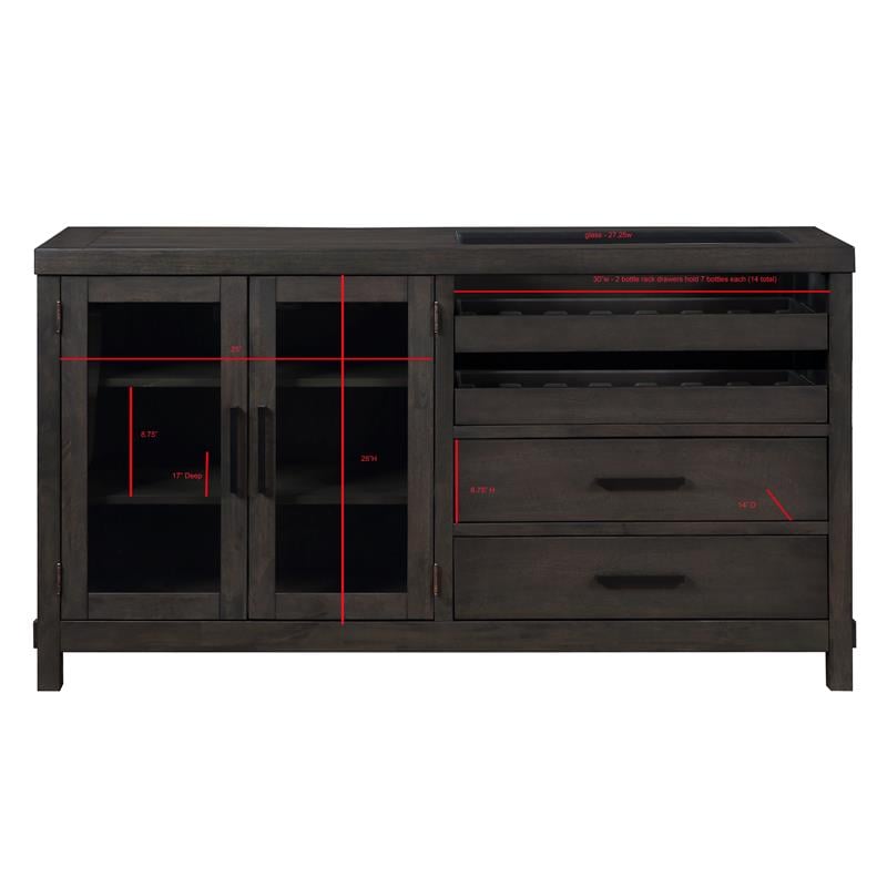 Bowery Hill Modern Farmhouse Dusky Cedar Brown Finish Wood Server