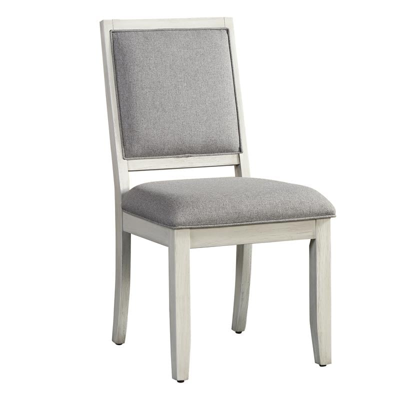 Bowery Hill Contemporary Wood Parsons Chair in Weathered White