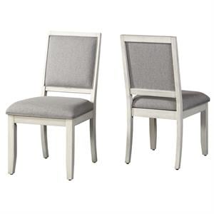 Bowery Hill Contemporary Wood Parsons Chair in Weathered White